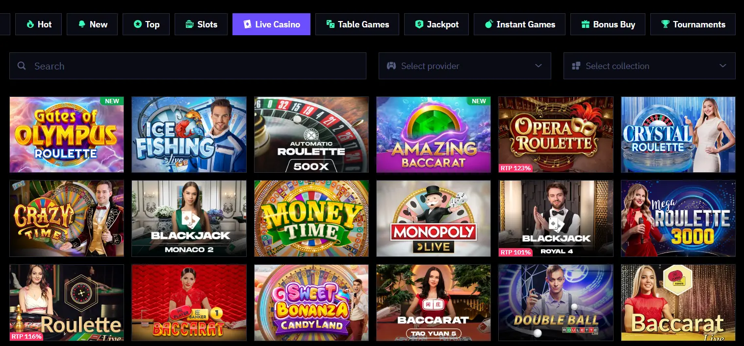 BeonBet live casino tables